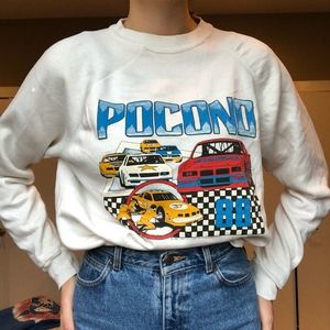 Vintage Pocono race car crew neck